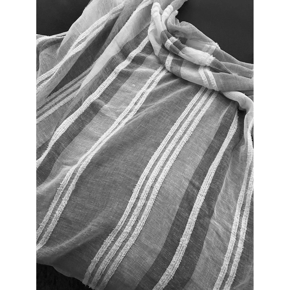 At Home Gray‎ White Stripe Grommet Top Window Curtain 2 Panels 50x82